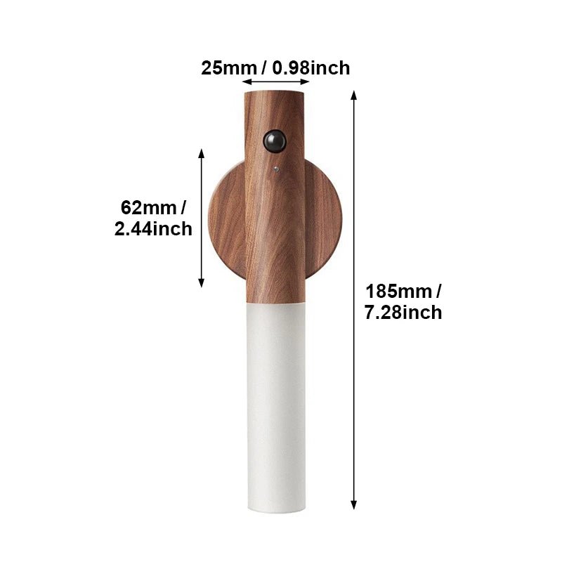 Applique Murale Magnétique en Bois, Capteur de Mouvement PIR, Rotation à 360°, Rechargeable par USB. - Lumeria