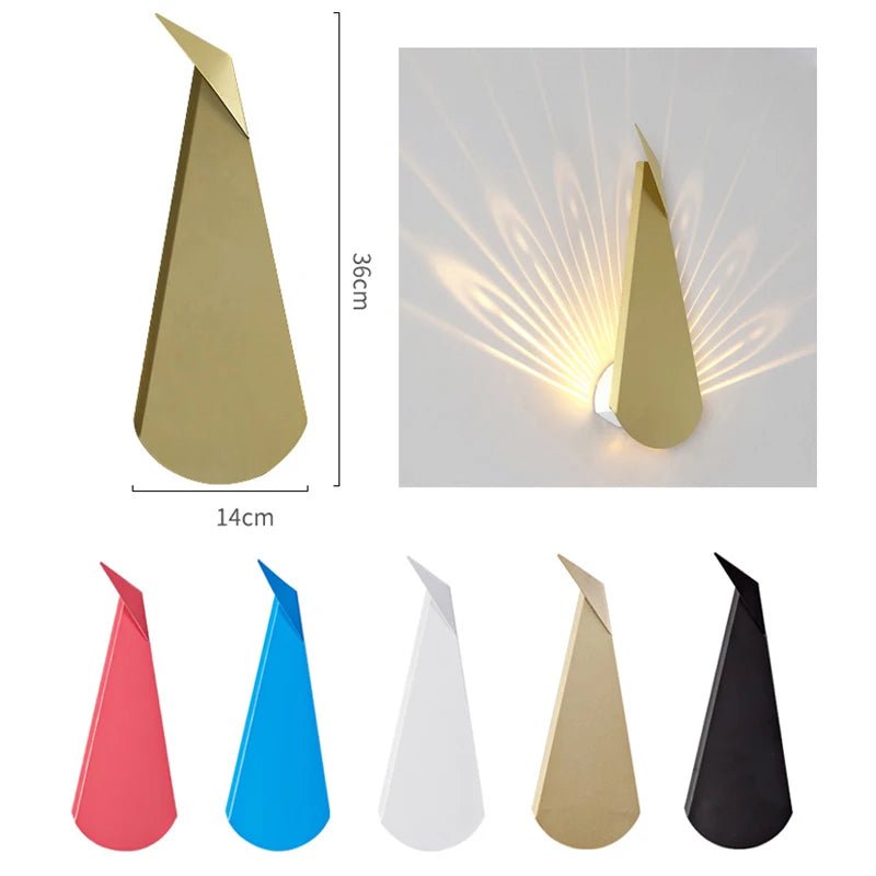 Applique murale métal forme paon multicolore avec LED blanc chaud - Lumeria