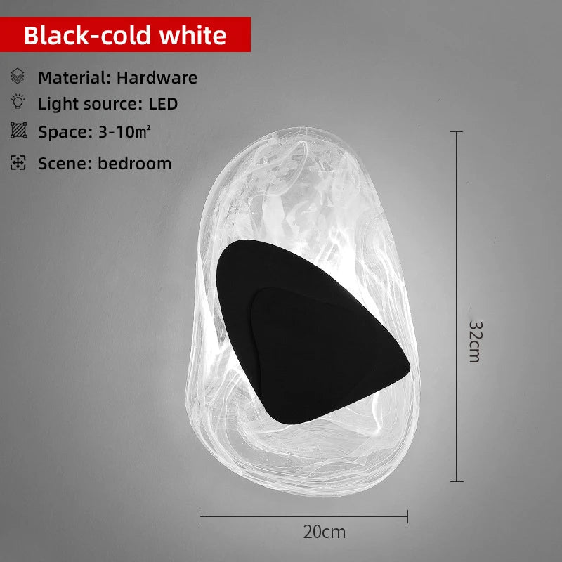 Applique murale Scandinave en verre transparent noir et or - Lumeria