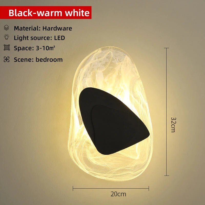 Applique murale Scandinave en verre transparent noir et or - Lumeria