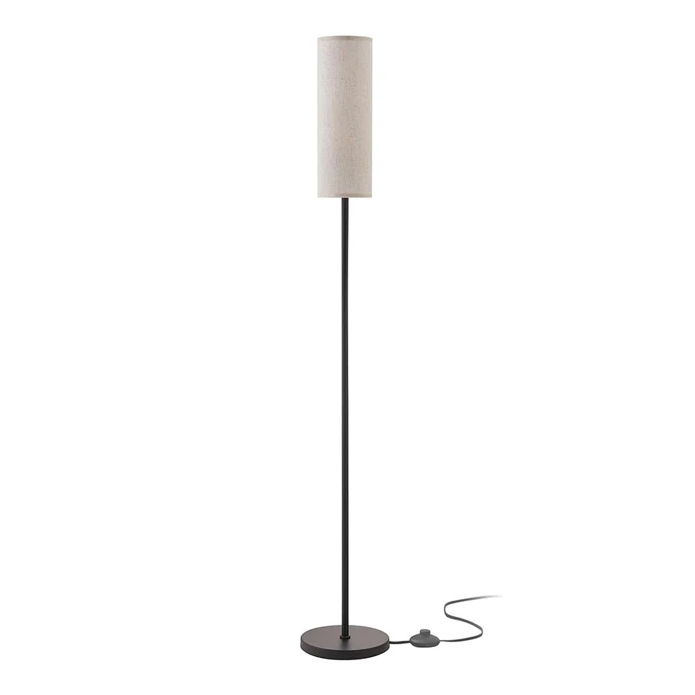 Lampadaire minimaliste métal avec variateur LED et abat - jour lin naturel - Lumeria