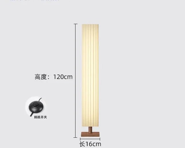 Lampadaire scandinave dimmable avec base bois naturel et abat - jour tissu - Lumeria