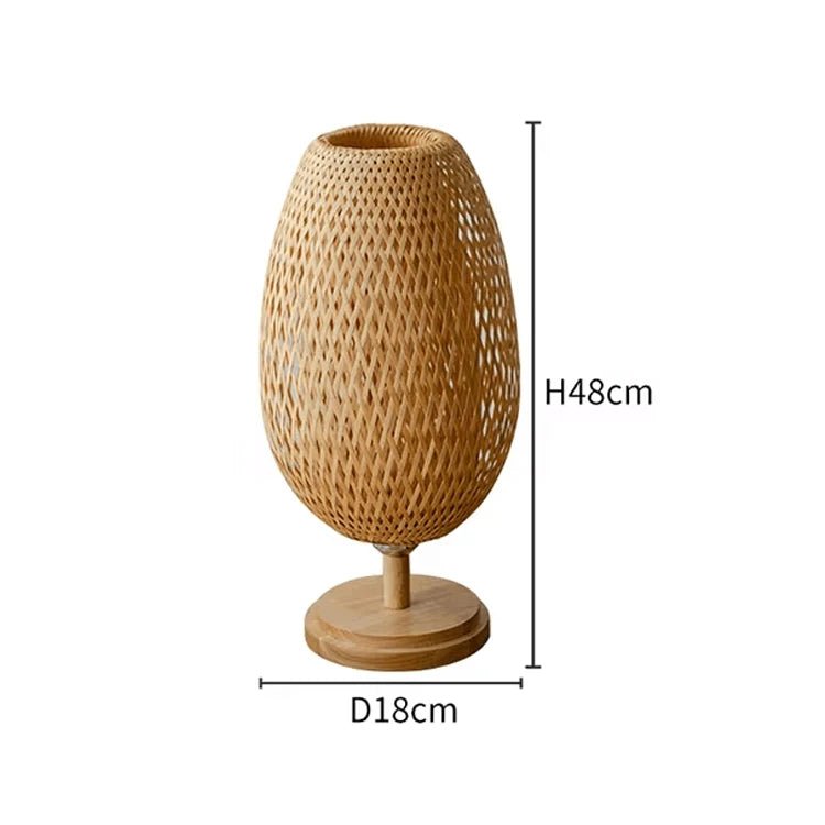 Lampe de table en bois et rotin tressé Merena - Lumeria