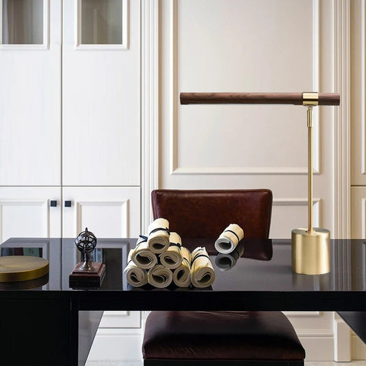 Lampe de table LED en bois et bambou sur socle en fer - Lumeria