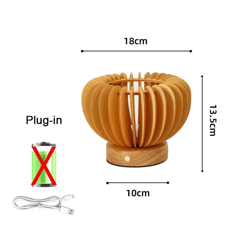 Lampe de Table Nordique Plissée en Bois - Lumeria