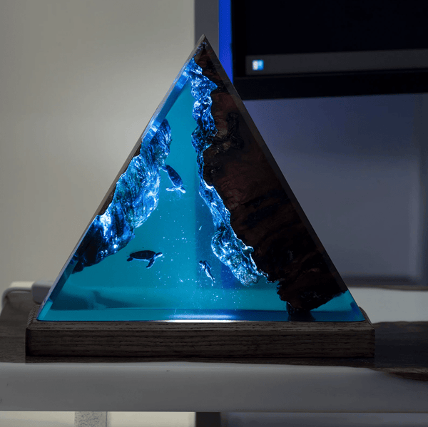 Lampe Veilleuse En Résine époxy Bleue, Effet Eau, Alimentation USB