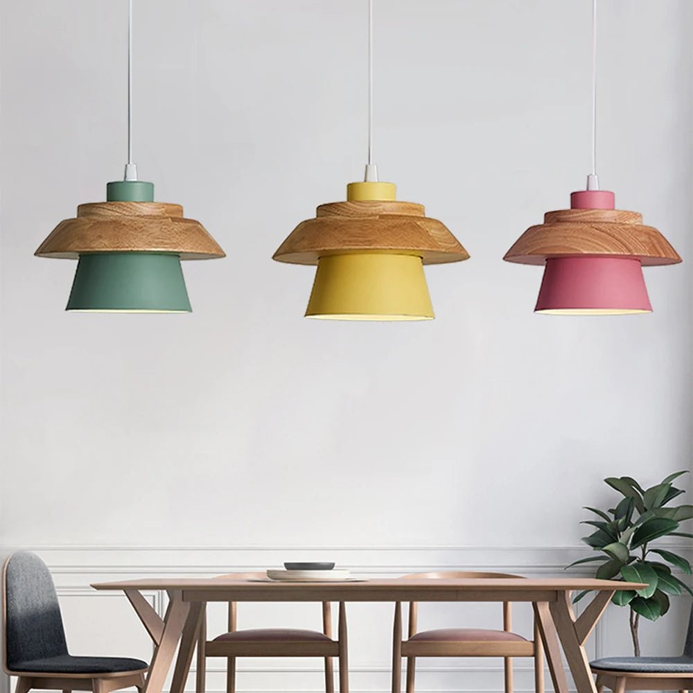 Lampe LED Suspendue en Bois au Design Nordique, Luminaire Décoratif d'Nik, Idéal pour Table de oral et, Salle à Manger, Chambre à Coucher, Cuisine, Salon ou Restaurant - Lumeria