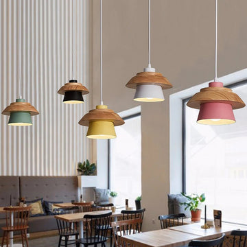 Lampe LED Suspendue en Bois au Design Nordique, Luminaire Décoratif d'Nik, Idéal pour Table de oral et, Salle à Manger, Chambre à Coucher, Cuisine, Salon ou Restaurant - Lumeria