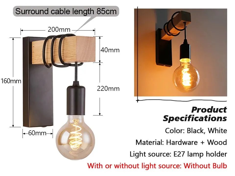 Lampe murale en bois Jilla - Lumeria