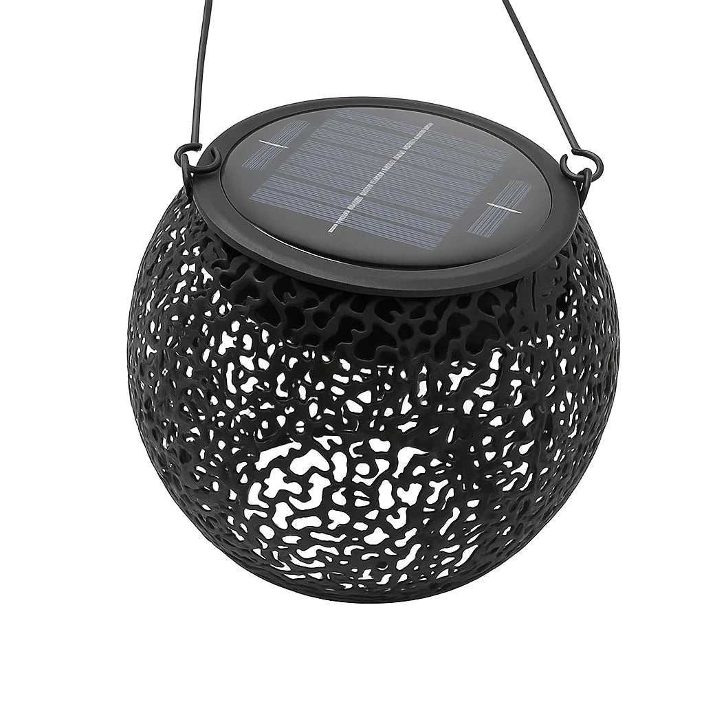 Lanterne solaire métal suspendue vintage à LED chaude automatique - Lumeria
