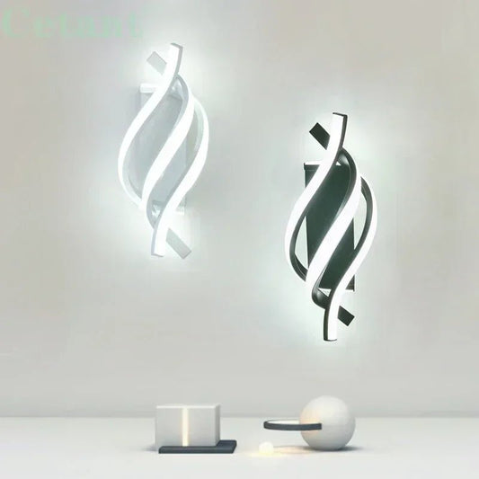 Modern LED Wall Lamp Home Decora led Wall Sconce Bedroom Bedside Corridor Living Room Backgroud Black White Lighting Lustre - Lumeria