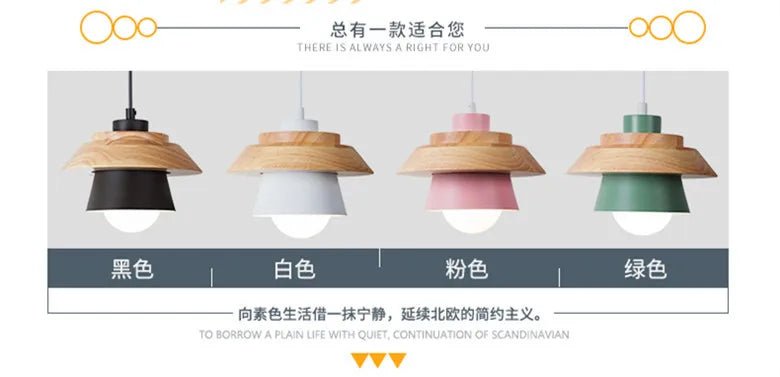 pendant light led pendant fixture hanging kitchen lamp dining room lamp E27 dinning room lights wood pendant lamp modern lustre - Lumeria