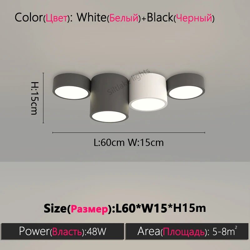 Plafonnier circulaire métal noir avec diffuseur acrylique blanc - Lumeria