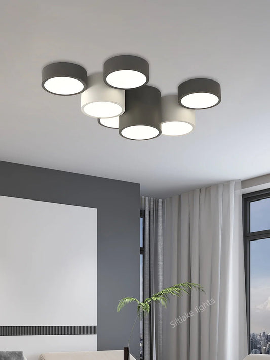 Plafonnier circulaire métal noir avec diffuseur acrylique blanc - Lumeria