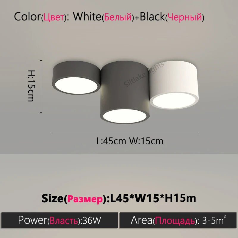 Plafonnier circulaire métal noir avec diffuseur acrylique blanc - Lumeria
