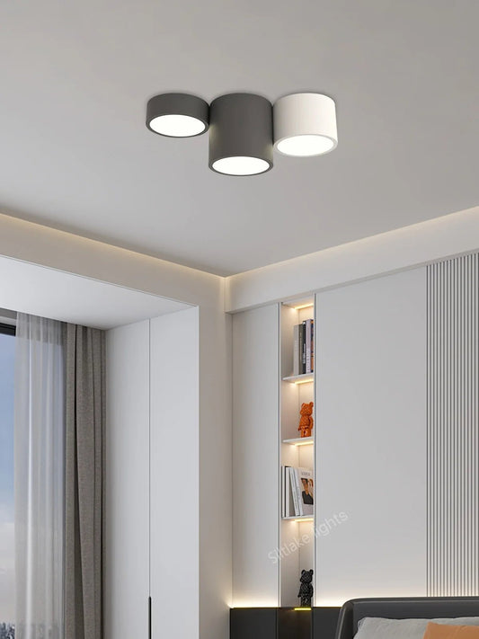 Plafonnier circulaire métal noir avec diffuseur acrylique blanc - Lumeria