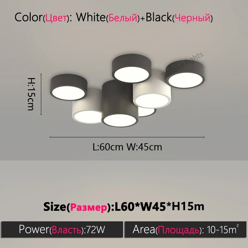 Plafonnier circulaire métal noir avec diffuseur acrylique blanc - Lumeria