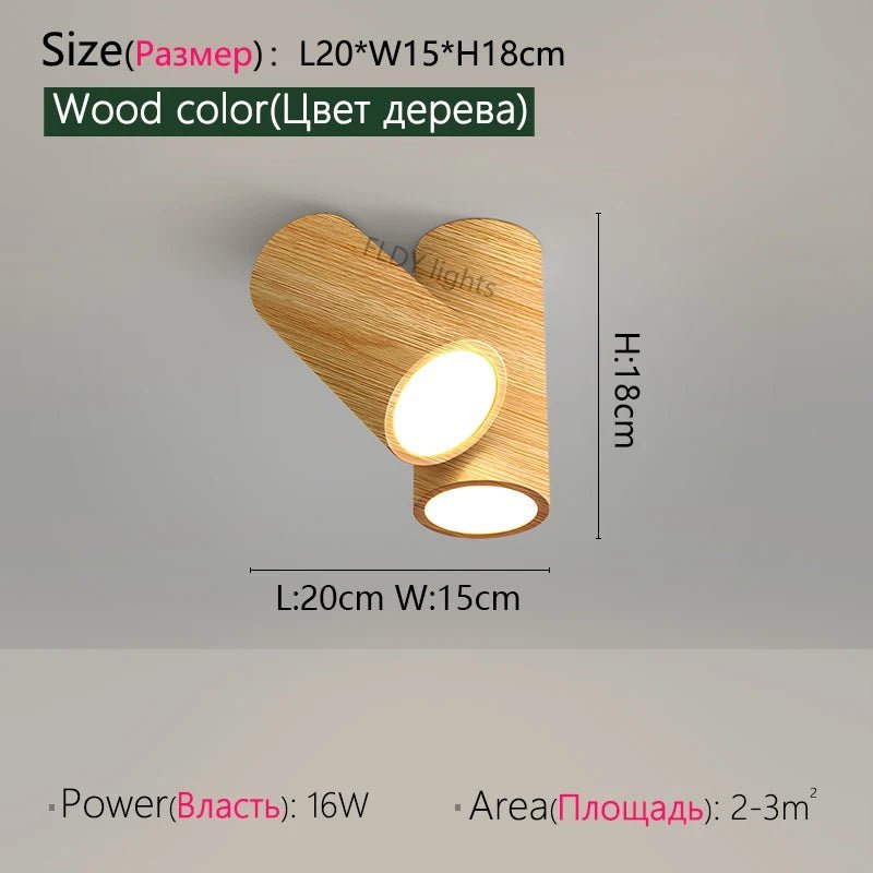 Plafonnier LED en fer forgé finition noyer lumière chaude intégrée - Lumeria