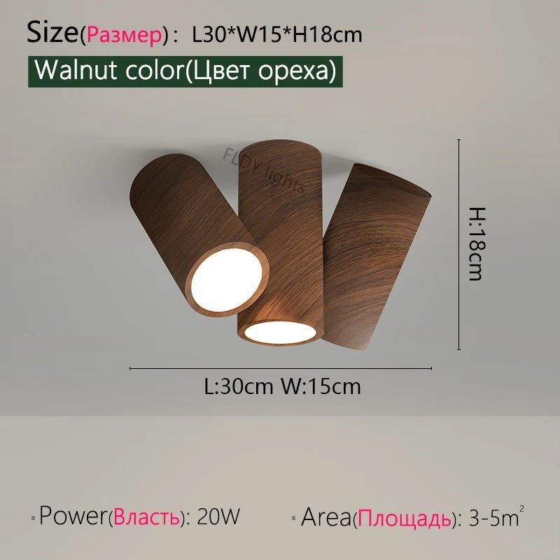 Plafonnier LED en fer forgé finition noyer lumière chaude intégrée - Lumeria