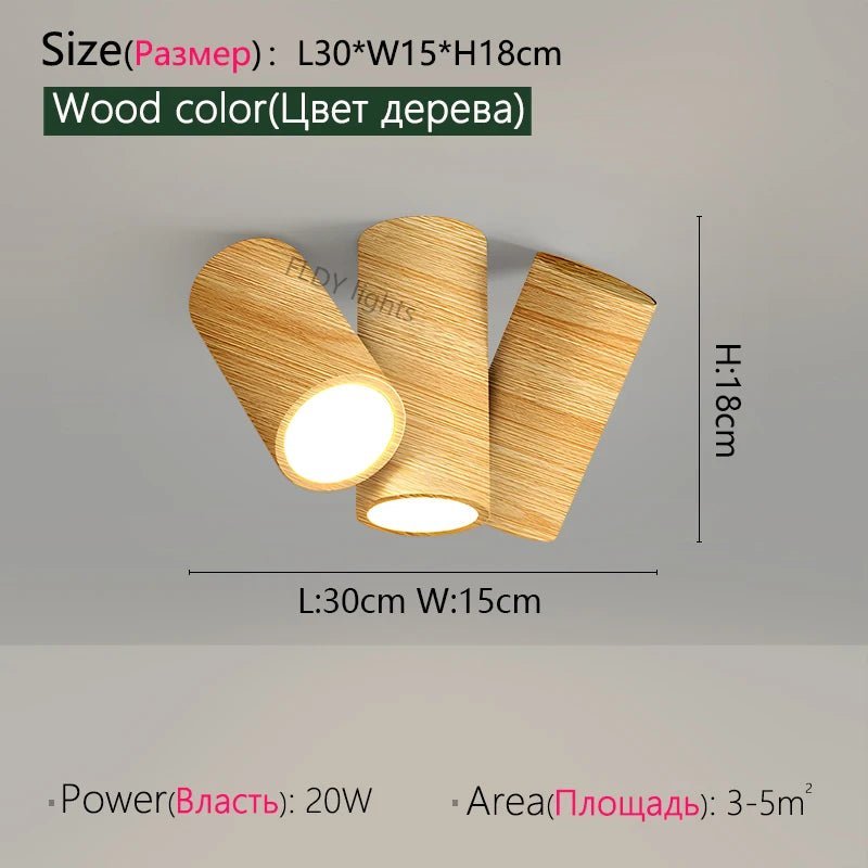 Plafonnier LED en fer forgé finition noyer lumière chaude intégrée - Lumeria