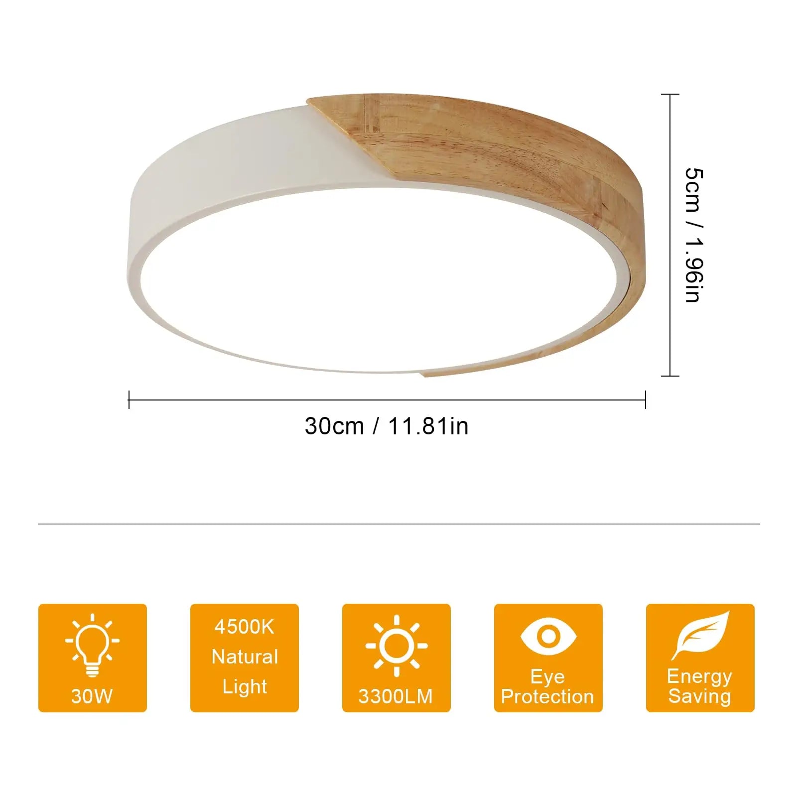 Plafonnier LED Rond en Bois Blanc au Design Moderne - Lumeria