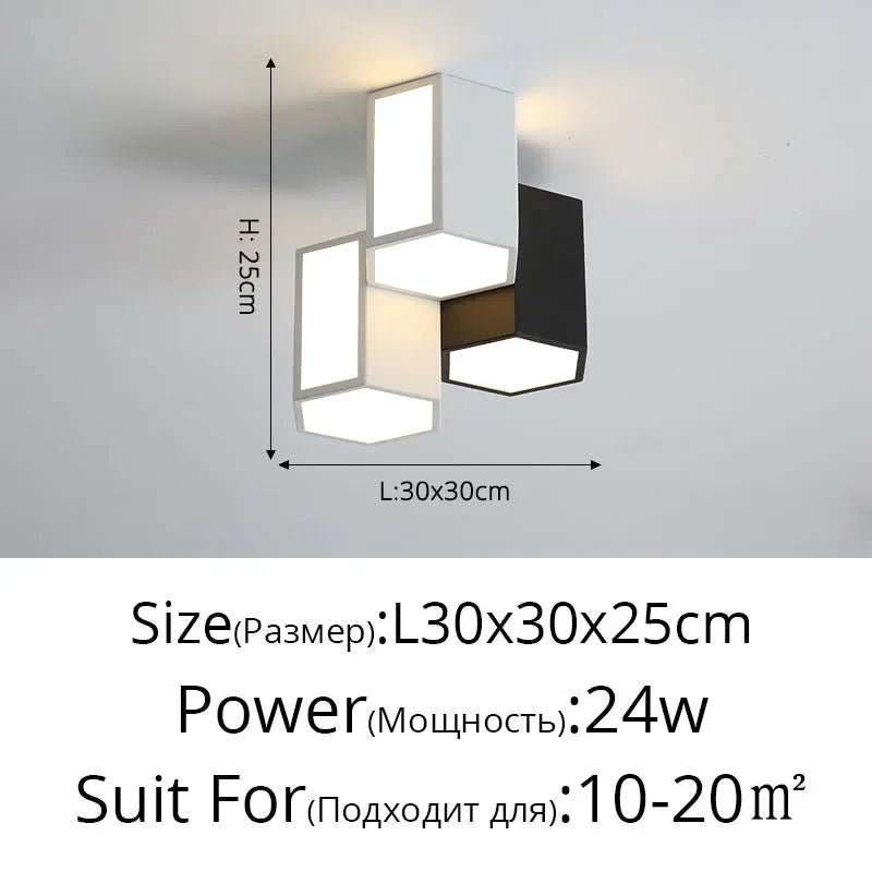 Plafonnier nid d’abeille en aluminium noir pour salon - Lumeria