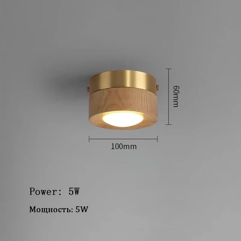 Plafonnier orientable avec abat - jour frêne naturel et cadre noir - Lumeria