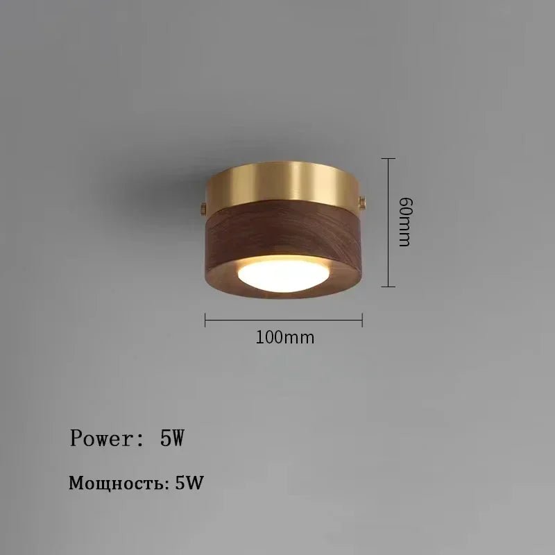 Plafonnier orientable avec abat - jour frêne naturel et cadre noir - Lumeria