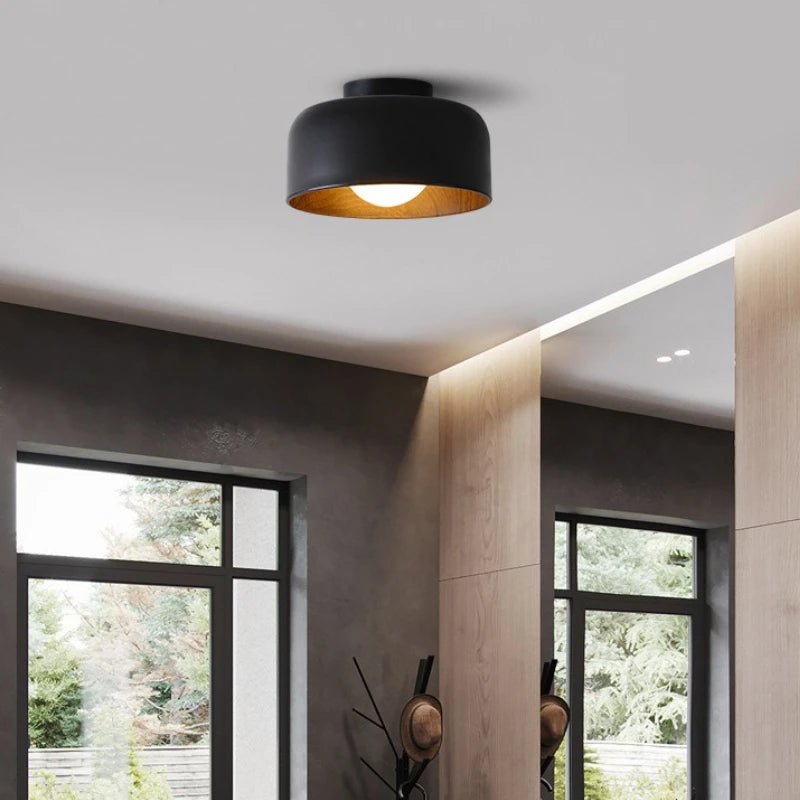 Plafonnier rond noir mat en fer avec LED G9 à lumière variable - Lumeria