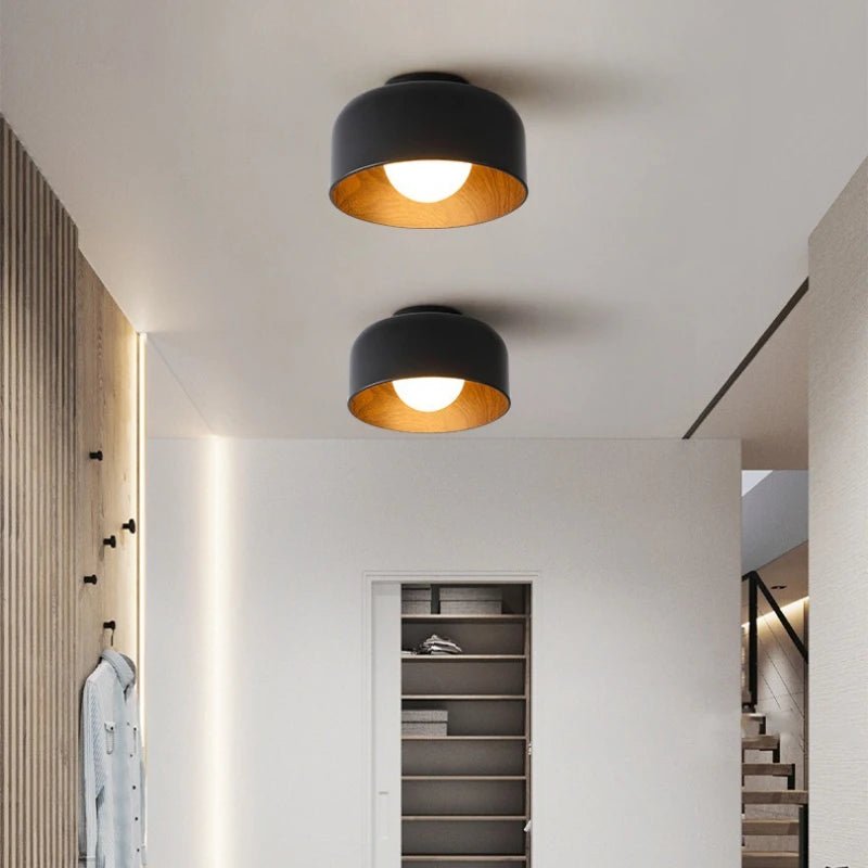 Plafonnier rond noir mat en fer avec LED G9 à lumière variable - Lumeria