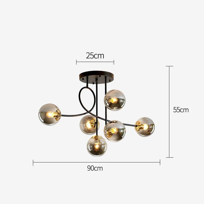 Plafonnier scandinave en fer avec diffuseur en verre clair dimmable - Lumeria