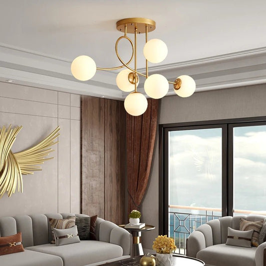 Plafonnier scandinave en fer avec diffuseur en verre clair dimmable - Lumeria