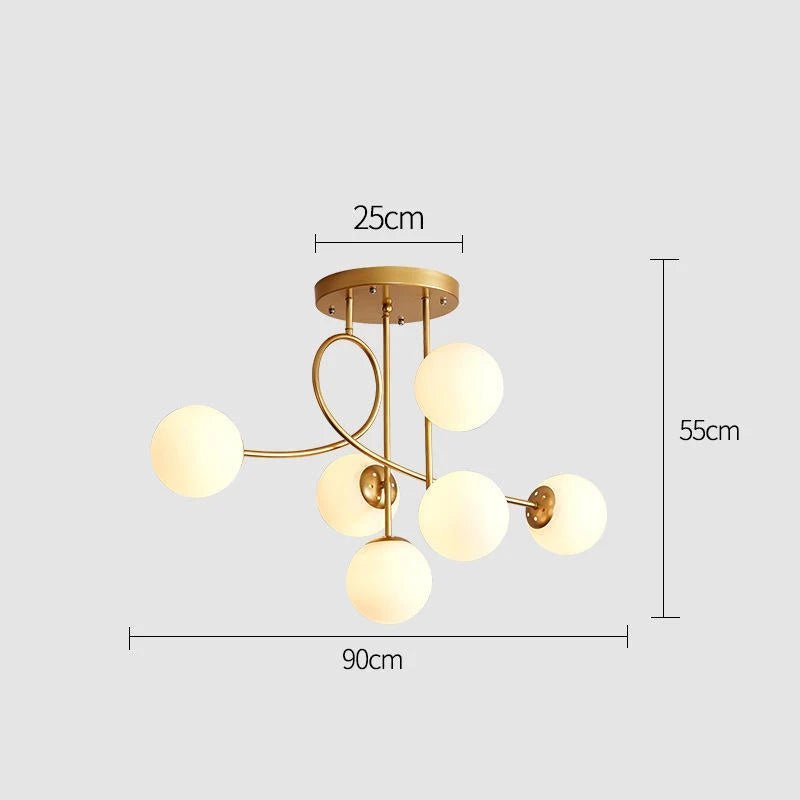 Plafonnier scandinave en fer avec diffuseur en verre clair dimmable - Lumeria