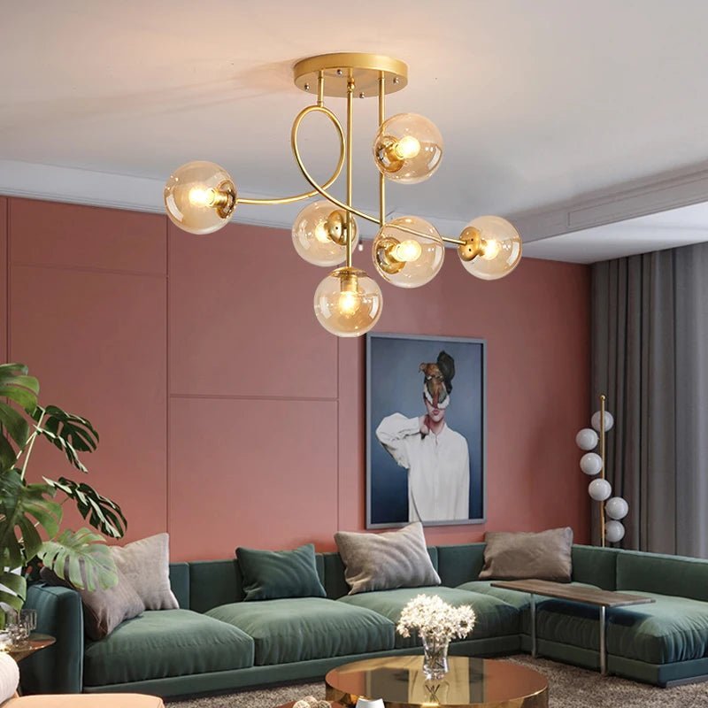 Plafonnier scandinave en fer avec diffuseur en verre clair dimmable - Lumeria