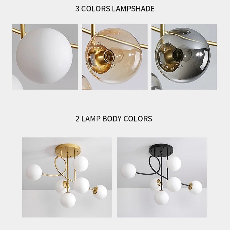 Plafonnier scandinave en fer avec diffuseur en verre clair dimmable - Lumeria