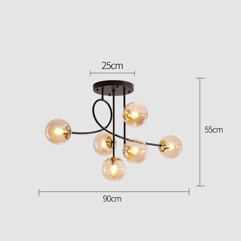 Plafonnier scandinave en fer avec diffuseur en verre clair dimmable - Lumeria