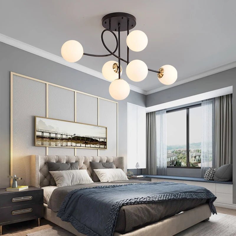 Plafonnier scandinave en fer avec diffuseur en verre clair dimmable - Lumeria