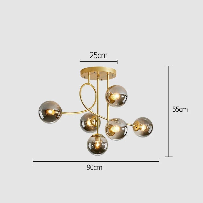Plafonnier scandinave en fer avec diffuseur en verre clair dimmable - Lumeria