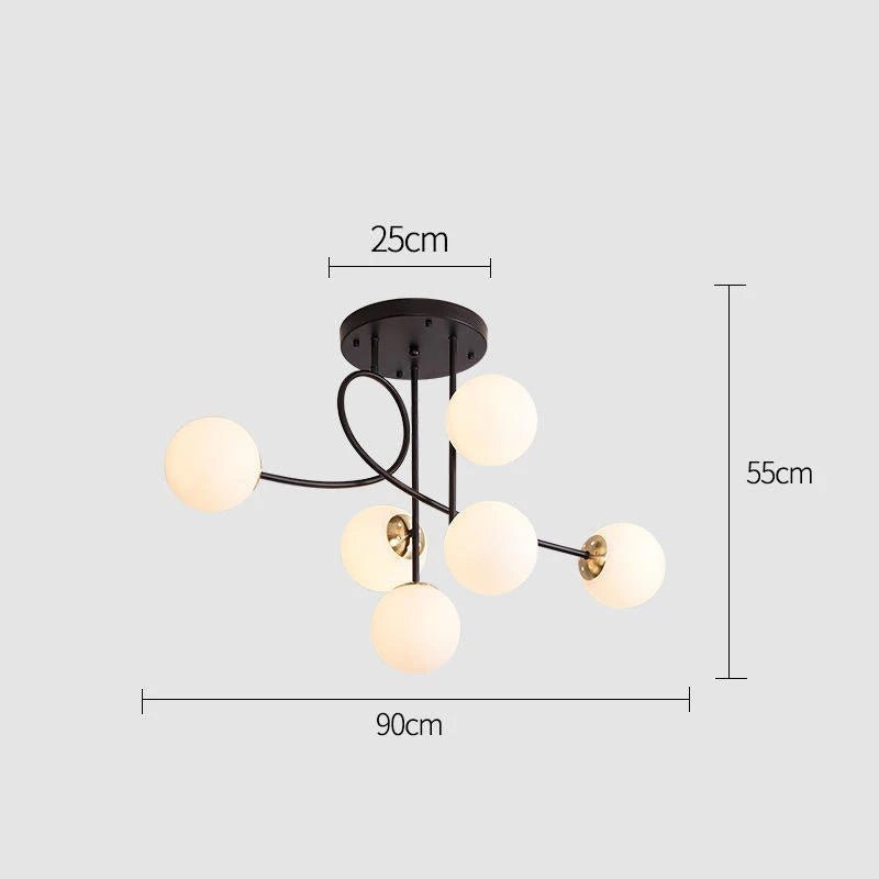 Plafonnier scandinave en fer avec diffuseur en verre clair dimmable - Lumeria
