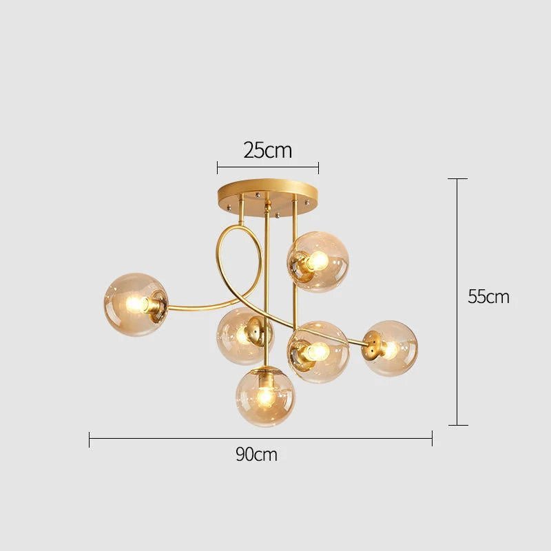 Plafonnier scandinave en fer avec diffuseur en verre clair dimmable - Lumeria