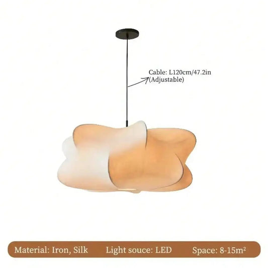 Plafonnier suspendu en fer avec abat - jour flanelle style Wabi Sabi - Lumeria
