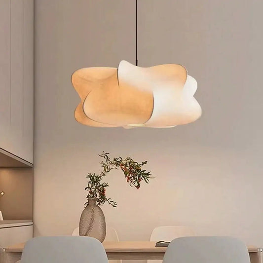Plafonnier suspendu en fer avec abat - jour flanelle style Wabi Sabi - Lumeria