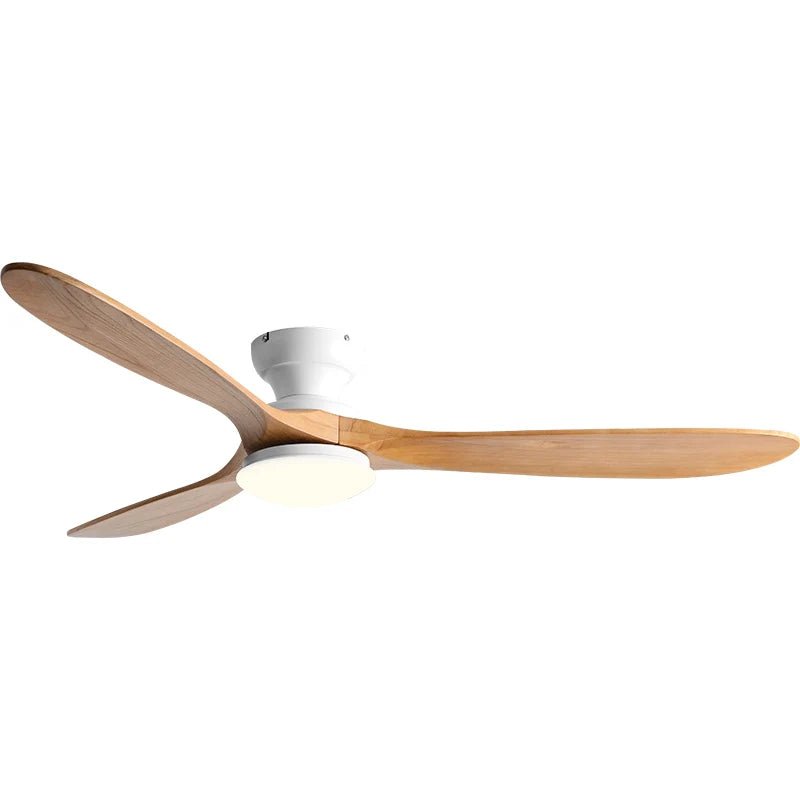 Plafonnier ventilateur à pales bois massif avec éclairage LED télécommande - Lumeria