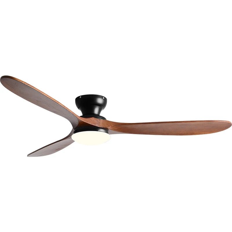 Plafonnier ventilateur à pales bois massif avec éclairage LED télécommande - Lumeria