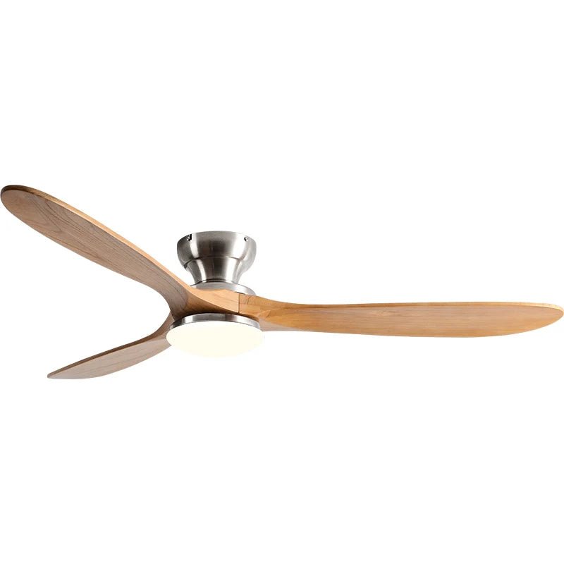 Plafonnier ventilateur à pales bois massif avec éclairage LED télécommande - Lumeria