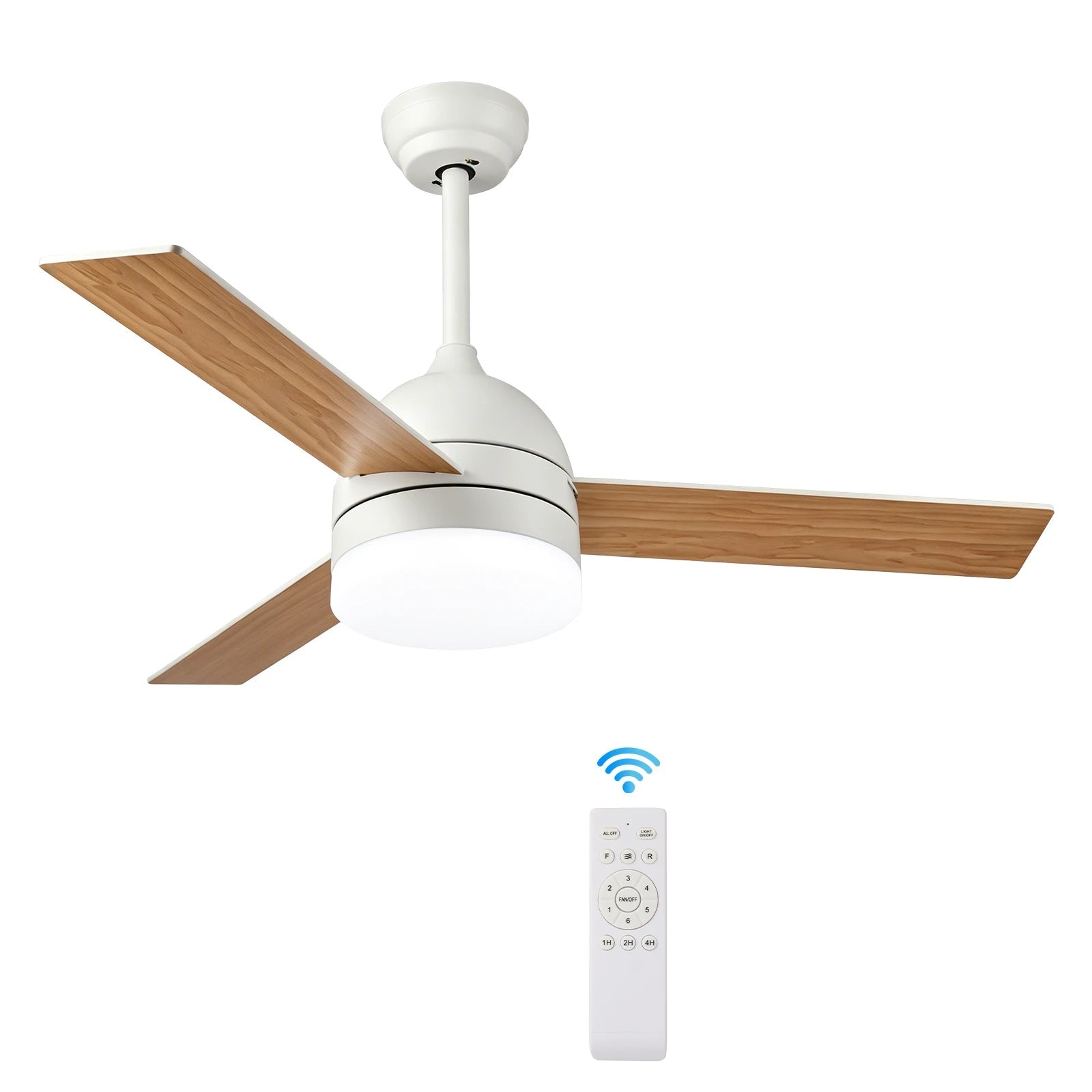 Plafonnier ventilateur LED avec télécommande, lumière dimmable et 6 vitesses réversibles - Lumeria
