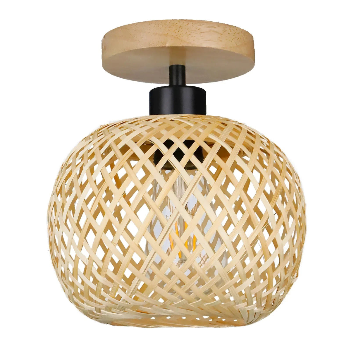 Retro Led Bamboo Woven Ceiling Lamp Corridor Aisle Living Room Ceiling Light E27 Woven Lamps Decorative Fixtures - Lumeria