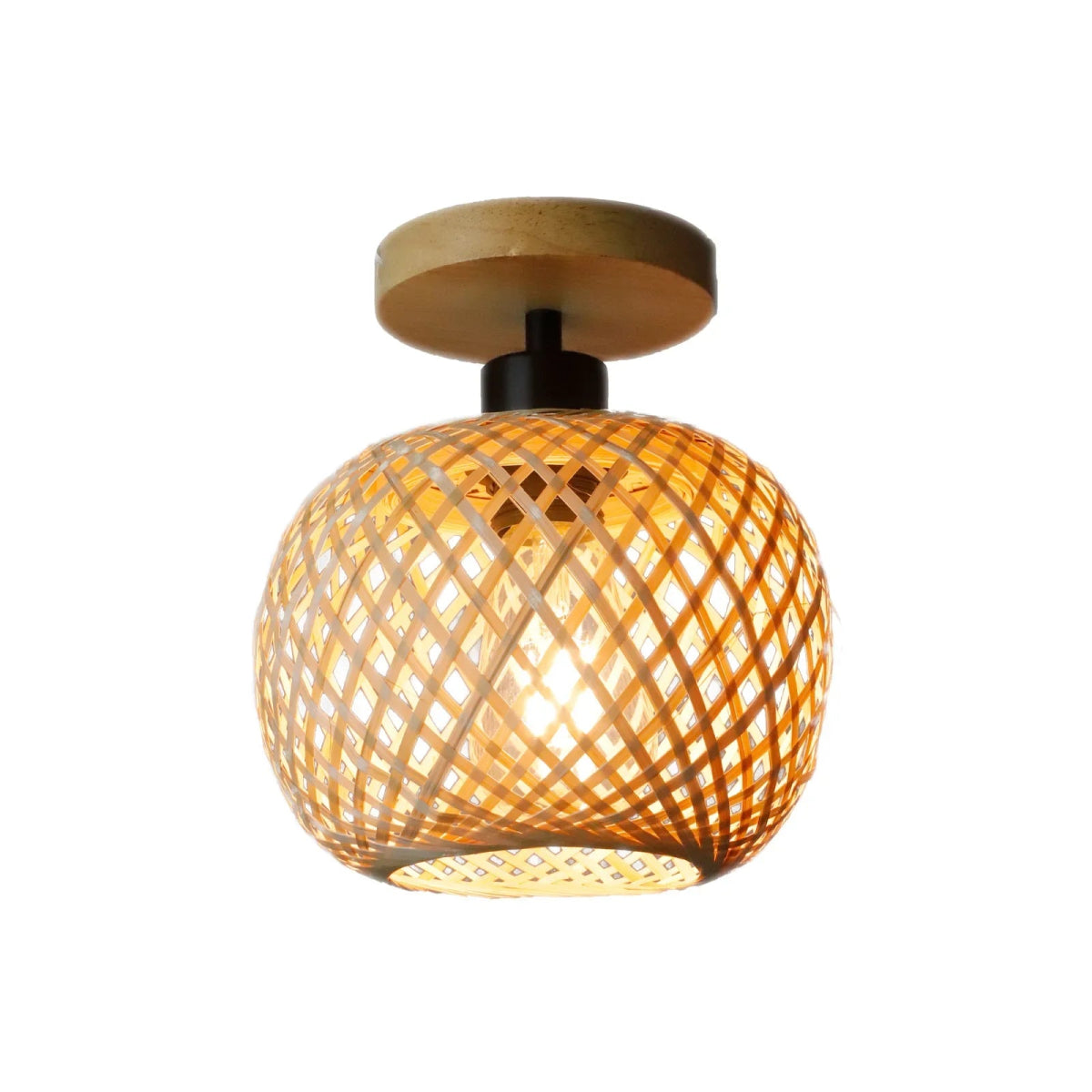 Retro Led Bamboo Woven Ceiling Lamp Corridor Aisle Living Room Ceiling Light E27 Woven Lamps Decorative Fixtures - Lumeria