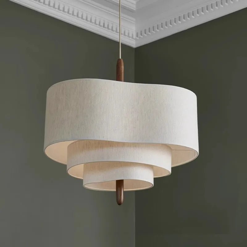 Suspension en fer avec abat - jour beige tricoté main style Art déco - Lumeria