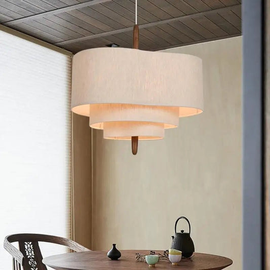 Suspension en fer avec abat - jour beige tricoté main style Art déco - Lumeria